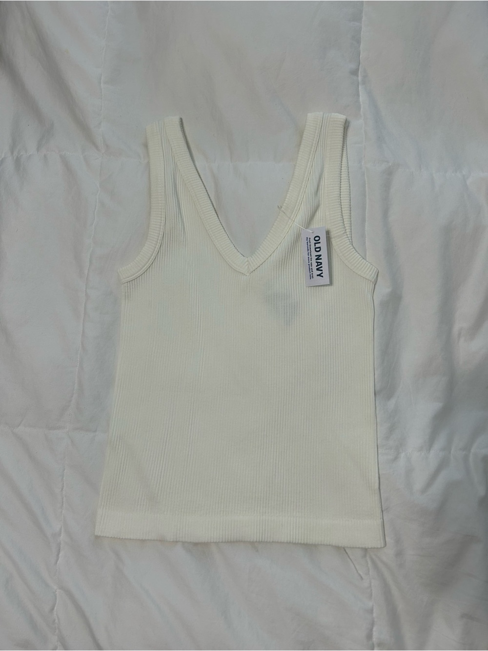 Old Navy Ivory Ribbed V-Neck Tank Top